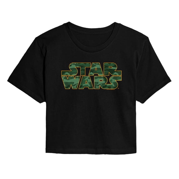 Star Wars - Logo Camo - Juniors Cropped Graphic T-Shirt