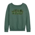 thumbnail image 1 of Star Wars - Logo Camo Women's Lightweight French Terry Wide Neck Long Sleeve Graphic Shirt, 1 of 4