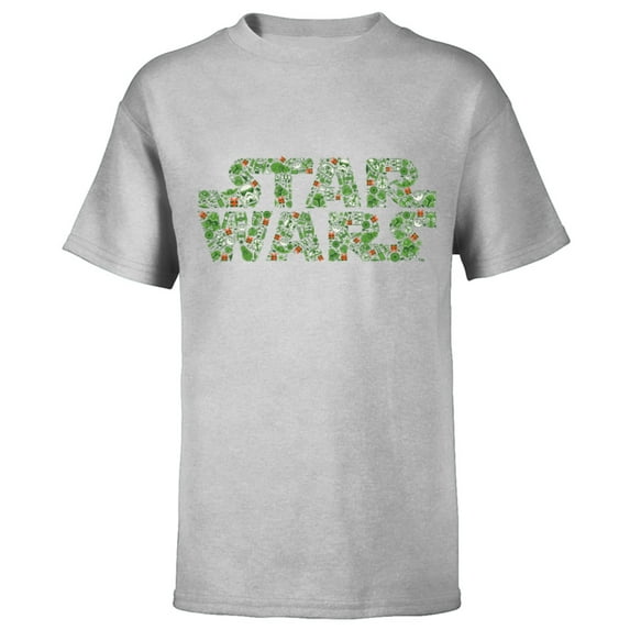 Star Wars Logo Christmas Collage Holiday Standard - Short Sleeve T-Shirt for Kids – Customized-Athletic Heather