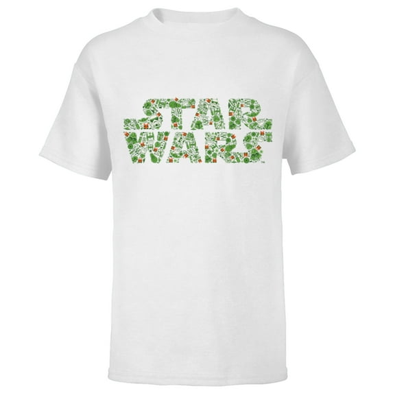 Star Wars Logo Christmas Collage Holiday Standard - Short Sleeve T-Shirt for Kids – Customized-White
