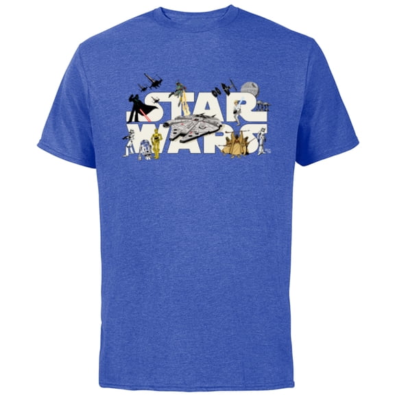Star Wars Logo Classic Heroes Vehicles and Villains - Short Sleeve Cotton T-Shirt for Adults - Customized-Royal Heather