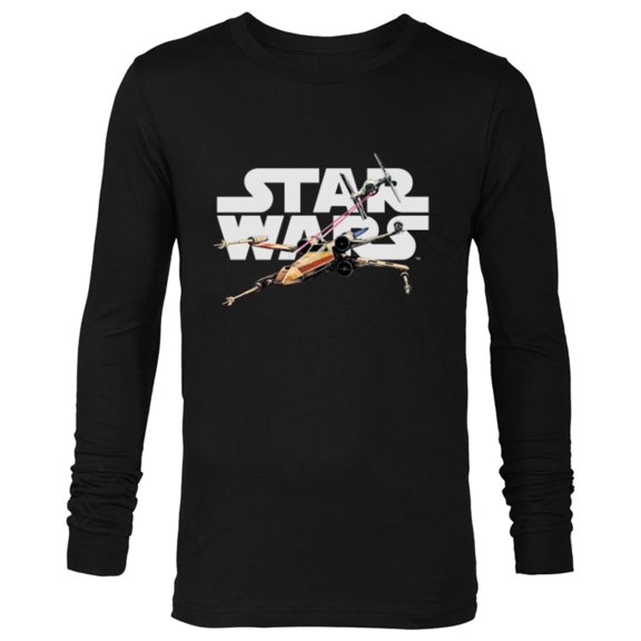 Star Wars Logo Classic X-Wing vs TIE Fighter Space Battle - Long Sleeve T-Shirt for Men - Customized-Black