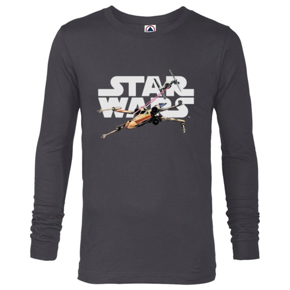 Star Wars Logo Classic X-Wing vs TIE Fighter Space Battle - Long Sleeve T-Shirt for Men - Customized-Charcoal Heather