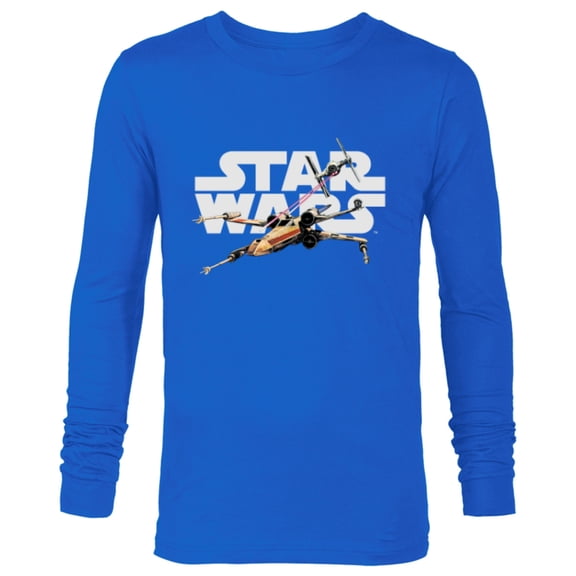Star Wars Logo Classic X-Wing vs TIE Fighter Space Battle - Long Sleeve T-Shirt for Men - Customized-Navy