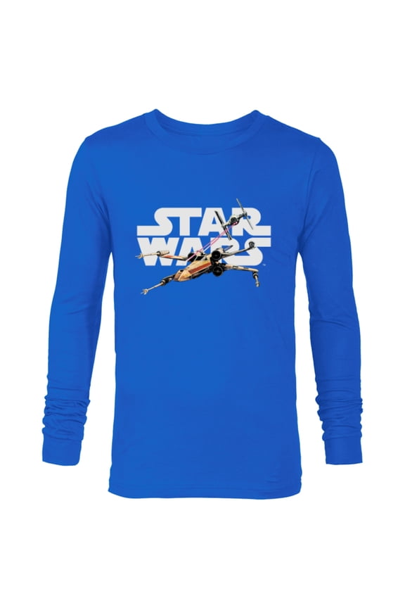 Logo Classic X-Wing vs TIE Fighter Space Battle - Long Sleeve T-Shirt for Men - Customized-Navy