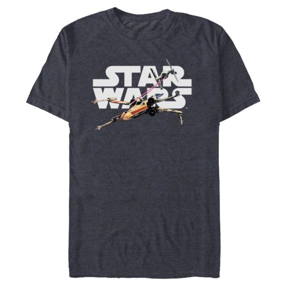Star Wars Logo Classic X-Wing vs TIE Fighter Space Battle - Short Sleeve Blended T-Shirt for Adults - Customized-Navy Heather