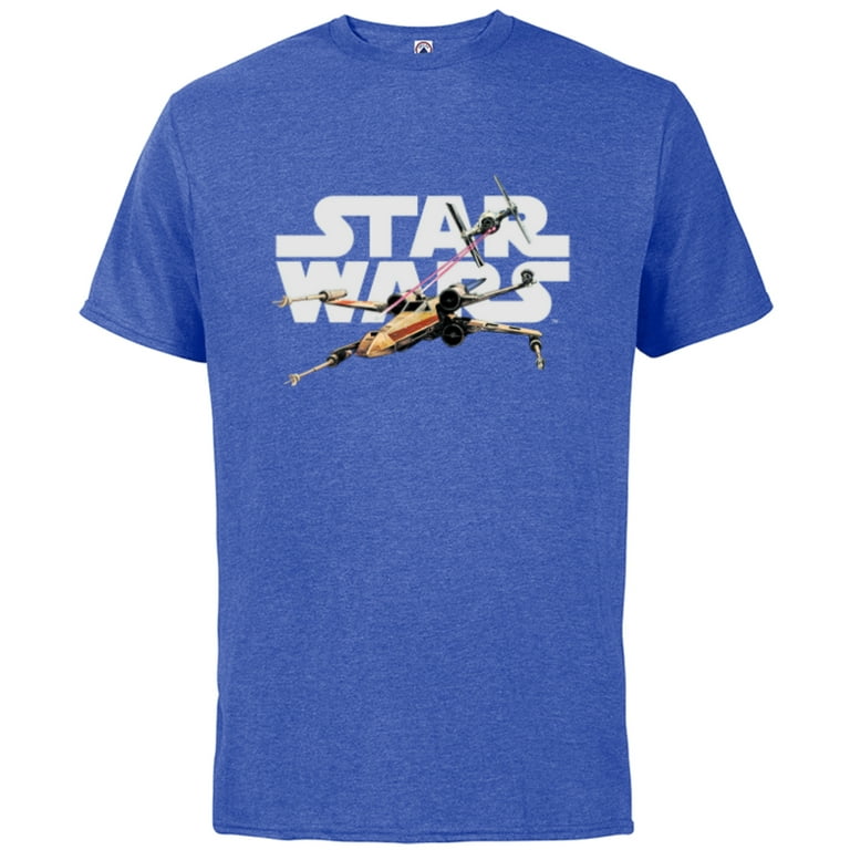Star Wars Logo Classic X-Wing vs TIE Fighter Space Battle - Short Sleeve  Cotton T-Shirt for Adults - Customized-Royal Heather