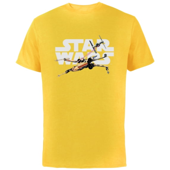 Star Wars Logo Classic X-Wing vs TIE Fighter Space Battle - Short Sleeve Cotton T-Shirt for Adults - Customized-Yellow