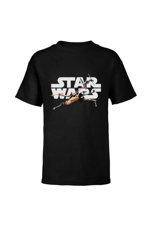 Logo Classic X-Wing vs TIE Fighter Space Battle - Short Sleeve T-Shirt for Kids - Customized-Black
