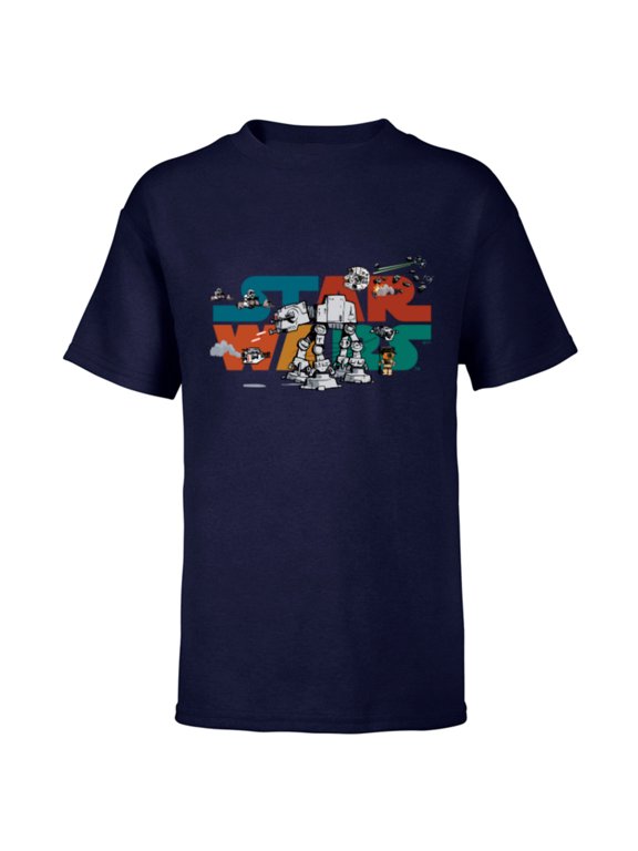 Logo Cute Galactic Battles - Short Sleeve T-Shirt for Kids - Customized-Navy