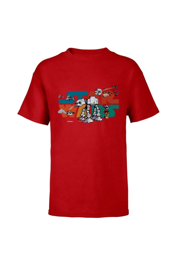 Logo Cute Galactic Battles - Short Sleeve T-Shirt for Kids - Customized-Red