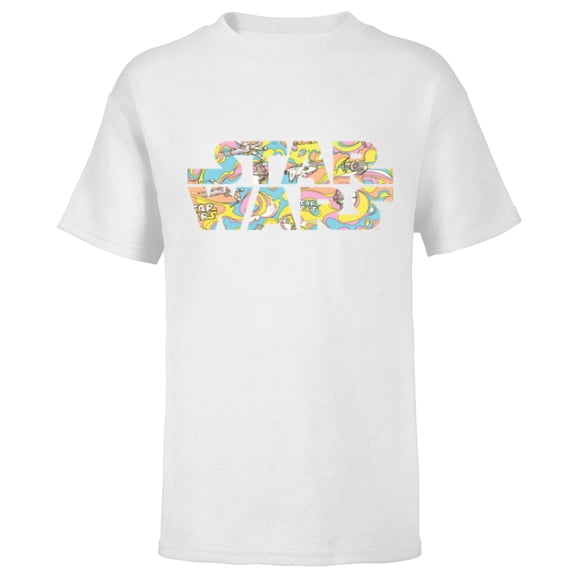 Star Wars Logo Fashion Style Retro ’60s Space Battle - Short Sleeve T-Shirt for Kids - Customized-White