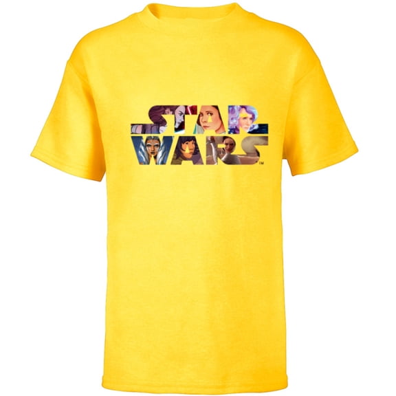 Star Wars Logo Female Heroes - Short Sleeve T-Shirt for Kids - Customized-Yellow