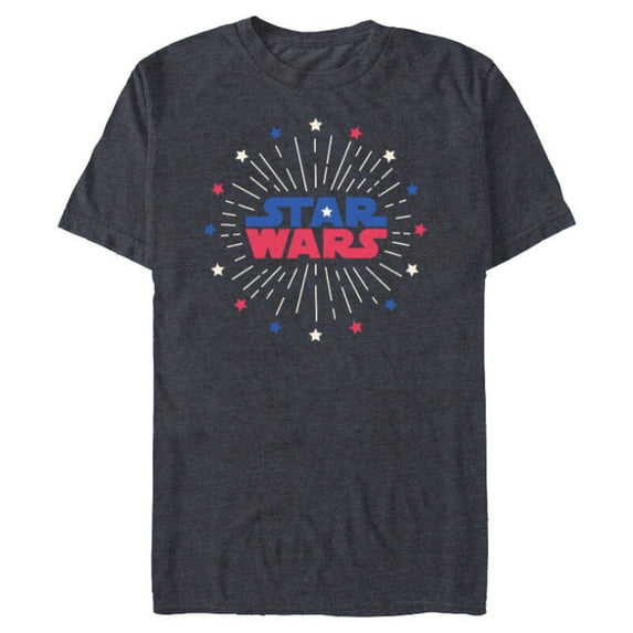 Star Wars Logo Fireworks Logo July 4th - Short Sleeve Blended T-Shirt for Adults - Customized-Navy Heather