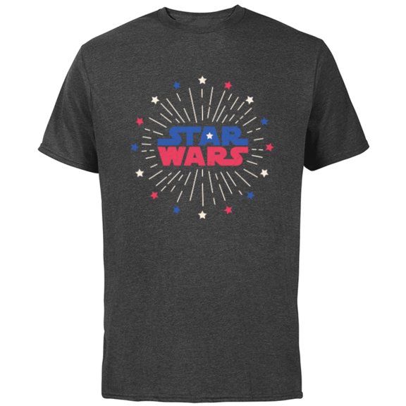 Star Wars Logo Fireworks Logo July 4th - Short Sleeve Cotton T-Shirt for Adults - Customized-Charcoal