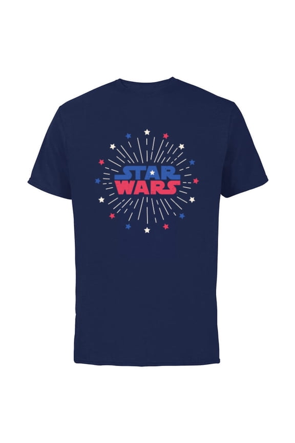Logo Fireworks Logo July 4th - Short Sleeve Cotton T-Shirt for Adults - Customized-Navy