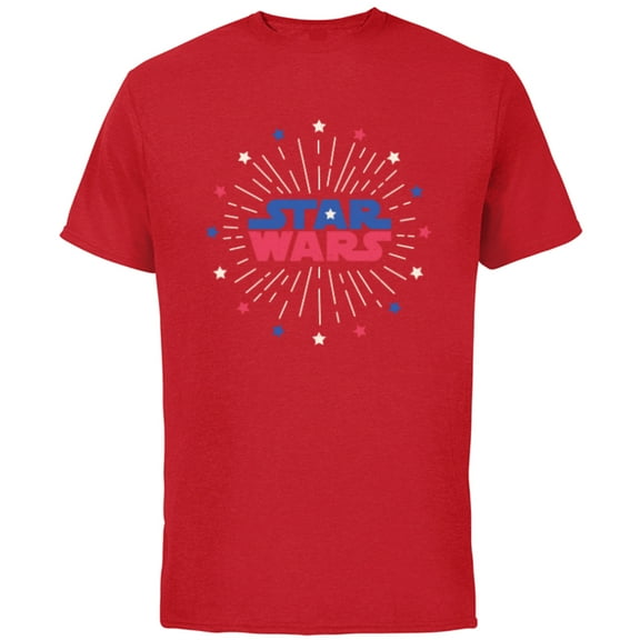 Star Wars Logo Fireworks Logo July 4th - Short Sleeve Cotton T-Shirt for Adults - Customized-Red