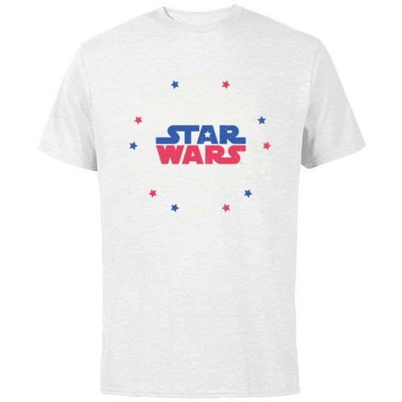 Star Wars Logo Fireworks Logo July 4th - Short Sleeve Cotton T-Shirt for Adults - Customized-White