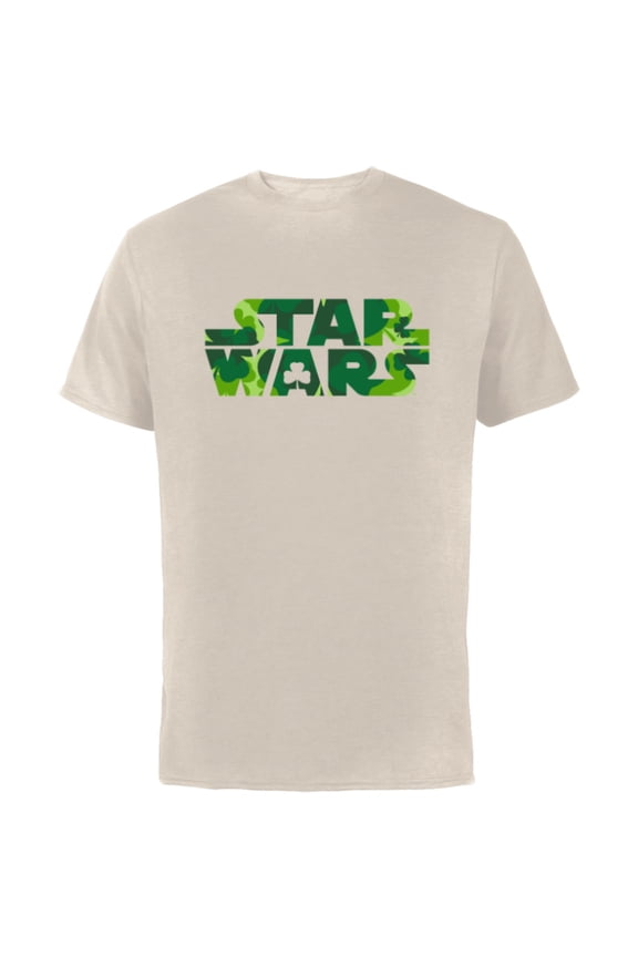 Logo Green Shamrocks St. Patrick’s Day - Short Sleeve Cotton T-Shirt for Adults - Customized-Natural