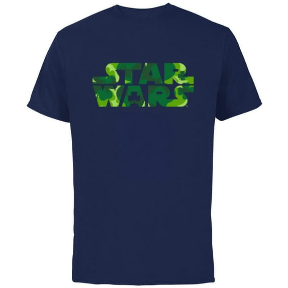 Star Wars Logo Green Shamrocks St. Patrick’s Day - Short Sleeve Cotton T-Shirt for Adults - Customized-Navy