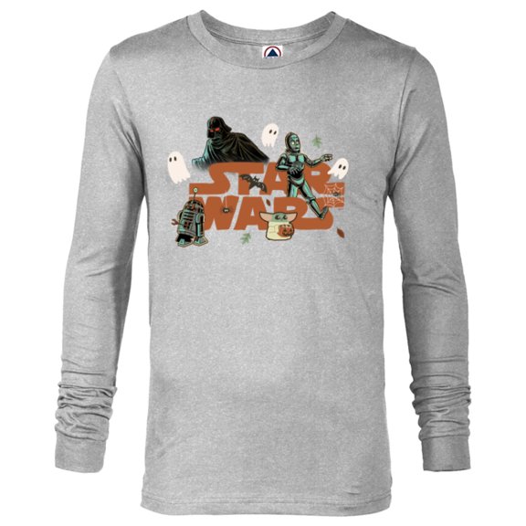 Star Wars Logo Grogu Darth Vader R2-D2 C-3PO Fall Halloween - Long Sleeve T-Shirt for Men - Customized-Athletic Heather