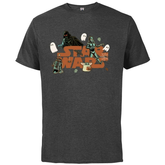 Star Wars Logo Grogu Darth Vader R2-D2 C-3PO Fall Halloween - Short Sleeve Cotton T-Shirt for Adults - Customized-Charcoal Heather