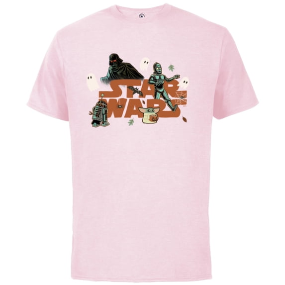 Star Wars Logo Grogu Darth Vader R2-D2 C-3PO Fall Halloween - Short Sleeve Cotton T-Shirt for Adults - Customized-Soft Pink