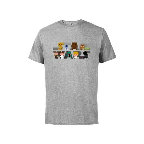 Star Wars Logo Kawaii Multi-Character - Short Sleeve Cotton T-Shirt for Adults -Customized-Athletic Heather