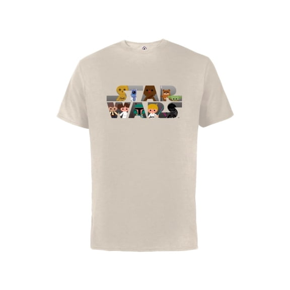 Star Wars Logo Kawaii Multi-Character - Short Sleeve Cotton T-Shirt for Adults -Customized-Putty
