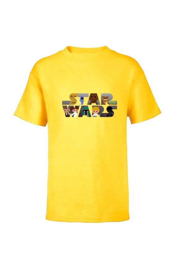 Logo Kawaii Multi-Character - Short Sleeve T-Shirt for Kids -Customized-Yellow