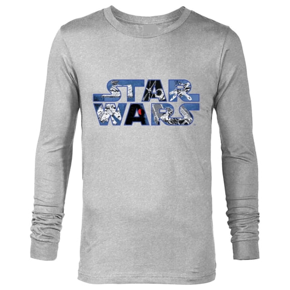 Star Wars Logo Millennium Falcon and Death Star - Long Sleeve T-Shirt for Men -Customized-Athletic Heather