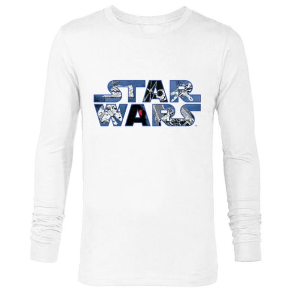 Star Wars Logo Millennium Falcon and Death Star - Long Sleeve T-Shirt for Men -Customized-White