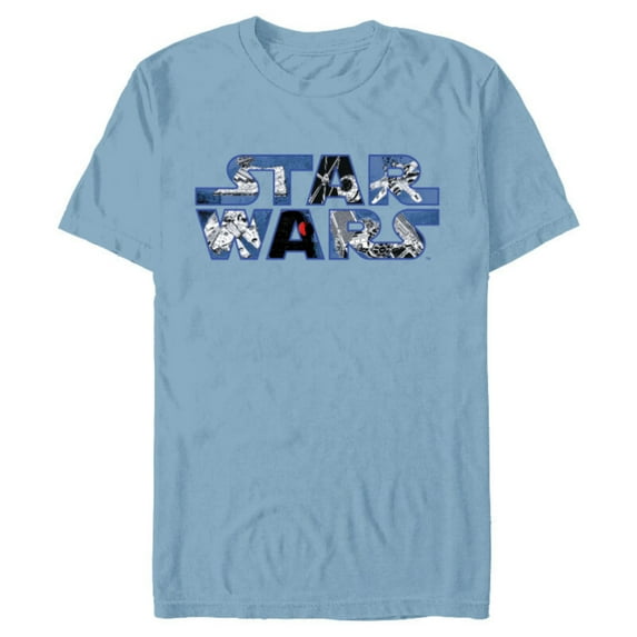 Star Wars Logo Millennium Falcon and Death Star - Short Sleeve Blended T-Shirt for Adults -Customized-Ocean Blue