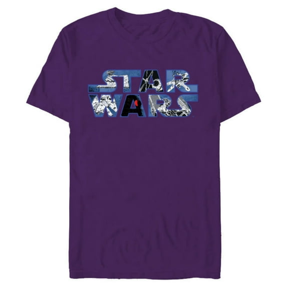 Star Wars Logo Millennium Falcon and Death Star - Short Sleeve Blended T-Shirt for Adults -Customized-Purple