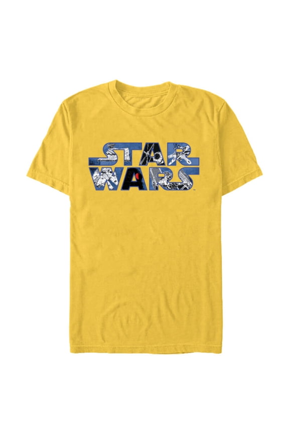 Logo Millennium Falcon and Death Star - Short Sleeve Blended T-Shirt for Adults -Customized-Yellow
