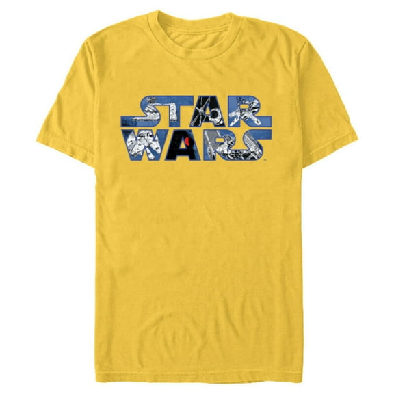 Star Wars Logo Millennium Falcon and Death Star - Short Sleeve Blended T-Shirt for Adults -Customized-Yellow