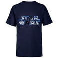 thumbnail image 1 of Star Wars Logo Millennium Falcon and Death Star - Short Sleeve T-Shirt for Kids -Customized-Navy, 1 of 5
