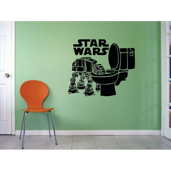 Star Wars Logo Mural Movie Series Characters Design Art Decor Silhouette Custom Wall Decal Vinyl Peel & Stick Sticker 16 Inches X 16 Inches