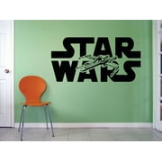 Star Wars Logo Mural Movie Series Jet Art Decor Silhouette Custom Wall Decal Vinyl Peel & Stick Sticker 20 Inches X 30 Inches