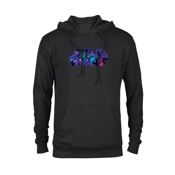 Star Wars Logo Retro 90s Twinkling Stars - Pullover Hoodie for Adults -Customized-Black