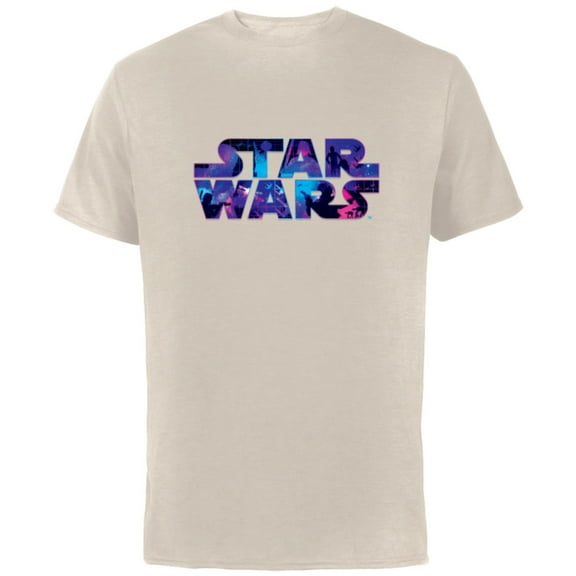 Star Wars Logo Retro 90s Twinkling Stars - Short Sleeve Cotton T-Shirt for Adults -Customized-Natural