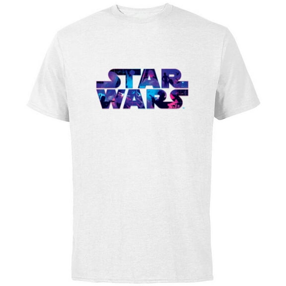 Star Wars Logo Retro 90s Twinkling Stars - Short Sleeve Cotton T-Shirt for Adults -Customized-White