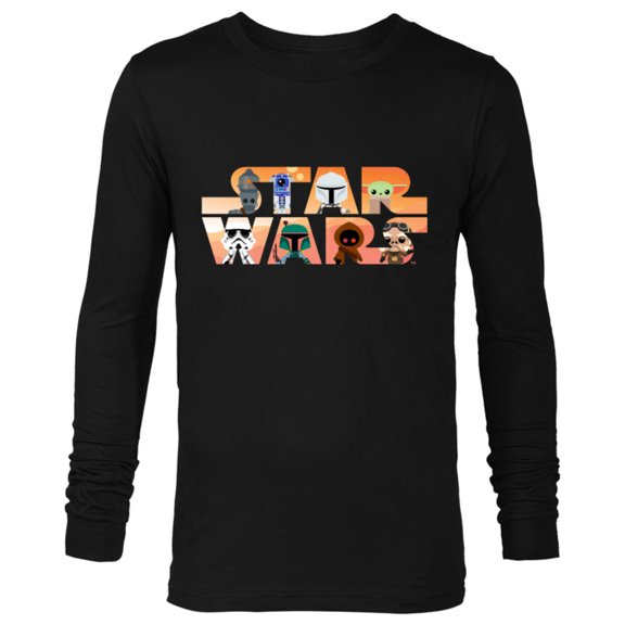 Star Wars Logo The Mandalorian Kawaii Characters Standard - Long Sleeve T-Shirt for Men – Customized-Black