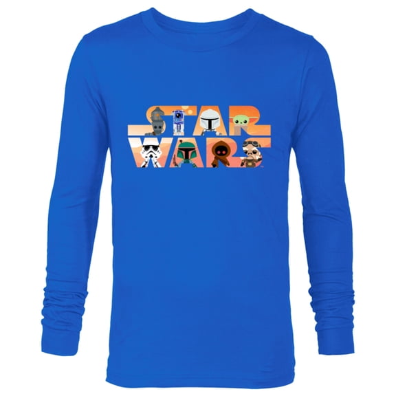 Star Wars Logo The Mandalorian Kawaii Characters Standard - Long Sleeve T-Shirt for Men – Customized-Royal