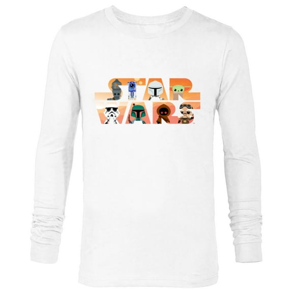 Star Wars Logo The Mandalorian Kawaii Characters Standard - Long Sleeve T-Shirt for Men – Customized-White