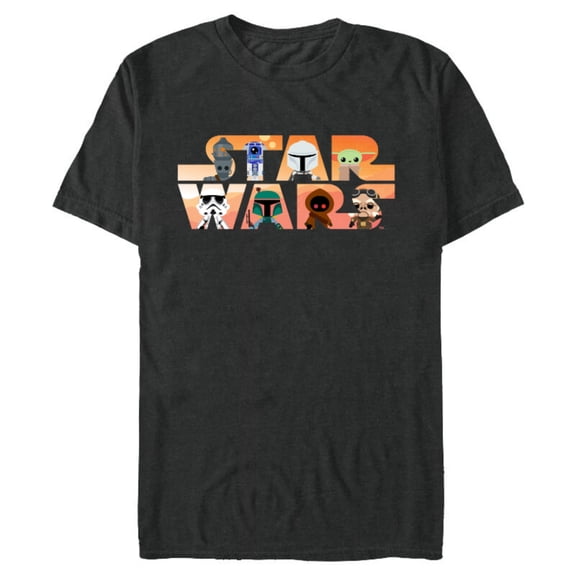 Star Wars Logo The Mandalorian Kawaii Characters Standard - Short Sleeve Blended T-Shirt for Adults – Customized-Dark Heather