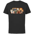 thumbnail image 1 of Star Wars Logo The Mandalorian Kawaii Characters Standard - Short Sleeve Cotton T-Shirt for Adults - Customized-Black, 1 of 5