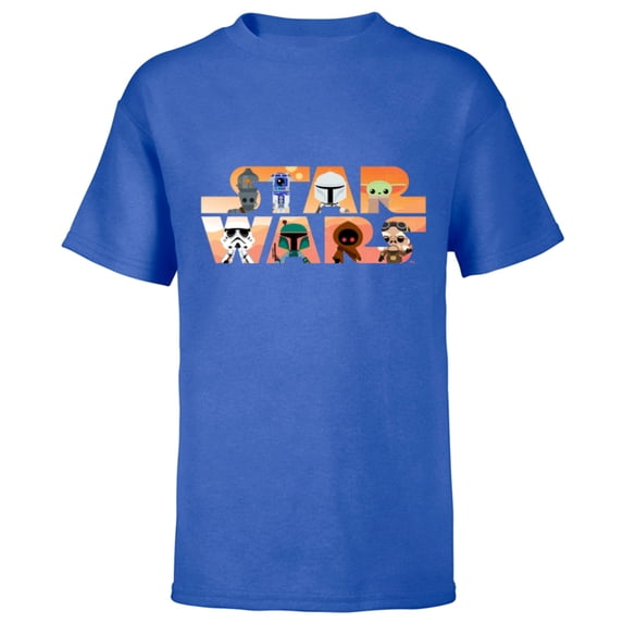 Star Wars Logo The Mandalorian Kawaii Characters Standard - Short Sleeve T-Shirt for Kids – Customized-Royal