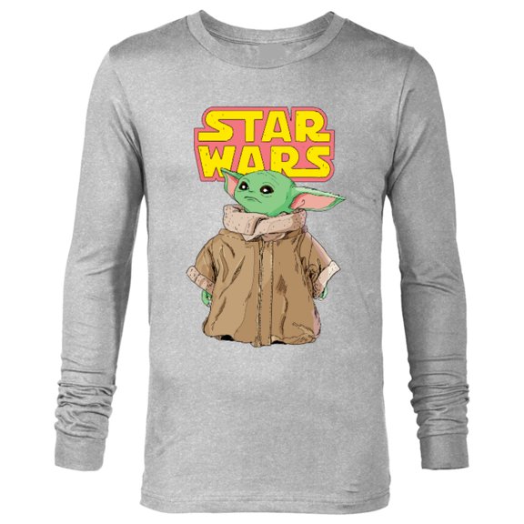 Star Wars Logo The Mandalorian The Child Cute Comic - Long Sleeve T-Shirt for Men - Customized-Athletic Heather