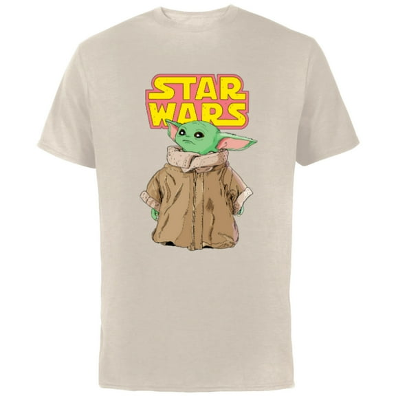 Star Wars Logo The Mandalorian The Child Cute Comic - Short Sleeve Cotton T-Shirt for Adults - Customized-Natural